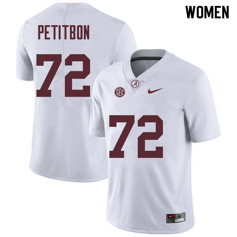 Women #72 Richie Petitbon Alabama Crimson Tide College Football Jerseys Sale-White